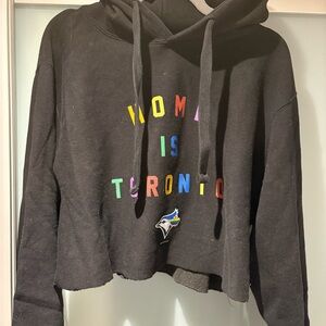 Blue Jays Black Cropped Pride Hoodie